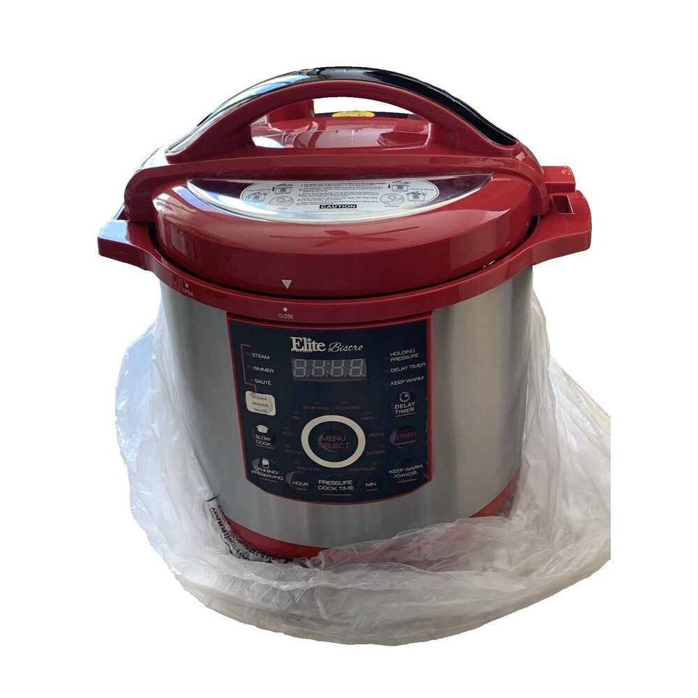 Elite Bistro By Maxi Matic 8 Quart Electric Pressure Cooker Red EPC-816R